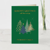Classic Christmas Tree Seasons Greetings Gold  Folie Wenskaart (Voorkant)