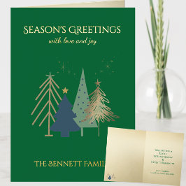 Classic Christmas Tree Seasons Greetings Gold Folie Wenskaart