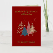 Classic Christmas Tree Seasons Greetings Gold  Folie Wenskaart (Voorkant)