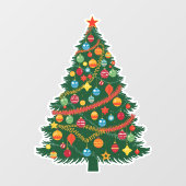 Classic Christmas Tree Window Cling Raamsticker (Vel)