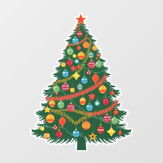 Classic Christmas Tree Window Cling Raamsticker (Vel)