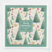Classic Christmas Trees Candy Cane Party Napkins Servet (Voorkant)