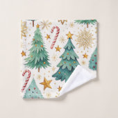 Classic Christmas trees red green family bathroom Bad Handdoek (Wasdoekje)