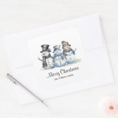 Classic Christmas Waterverf Sneeuwman Vierkante Sticker (Envelop)
