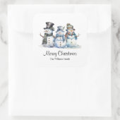 Classic Christmas Waterverf Sneeuwman Vierkante Sticker (Tas)