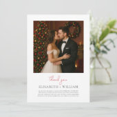 Classic Christmas Wedding Dank u kaart – Foto (Staand voorkant)