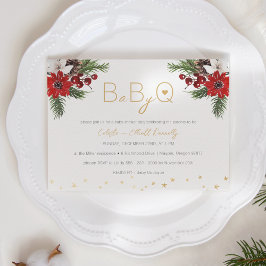 Classic Christmas White Baby-Q BBQ Baby shower Kaart