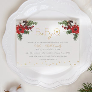 Classic Christmas White Baby-Q BBQ Baby shower Kaart