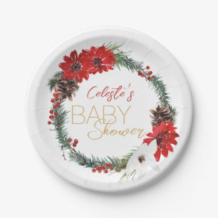 Classic Christmas White Baby shower papieren Borde Papieren Bordje