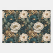 Classic Christmas Winter Green and White Floral Inpakpapier Vel (Voorkant 2)