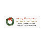 Classic Christmas Wreath Family Return Address Etiket (Voorkant)