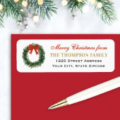 Classic Christmas Wreath Family Return Address Etiket