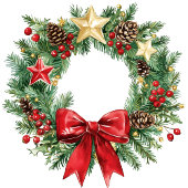 Classic Christmas wreath gift bag custom lettering Medium Cadeauzakje