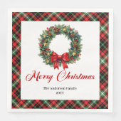 Classic Christmas Wreath Napkin with Custom Name Servet (Voorkant)