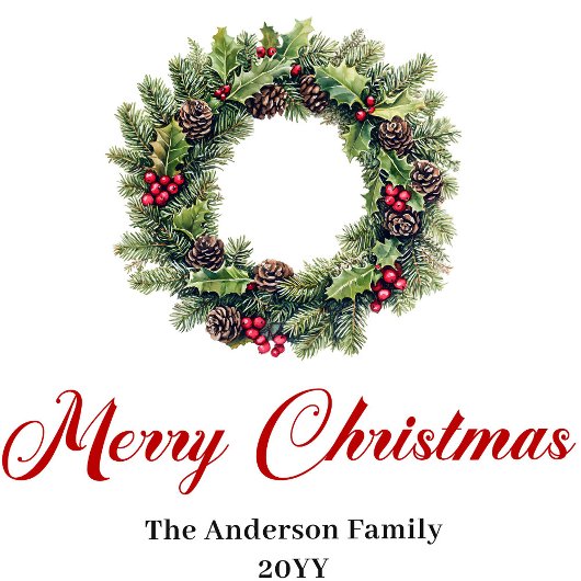 Classic Christmas Wreath Napkin with Custom Name Servet