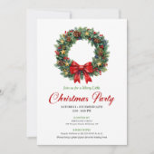 Classic Christmas Wreath Party Editable Invite Kaart (Voorkant)