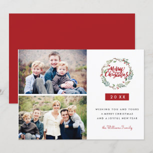 Classic Christmas Wreath Twee foto's Feestdagen Kaart