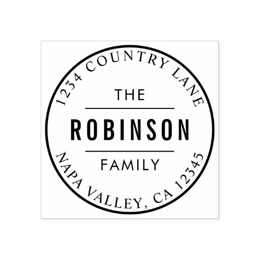 Classic Circle Logo Familienaam Retouradres Rubberstempel (Afrduk)