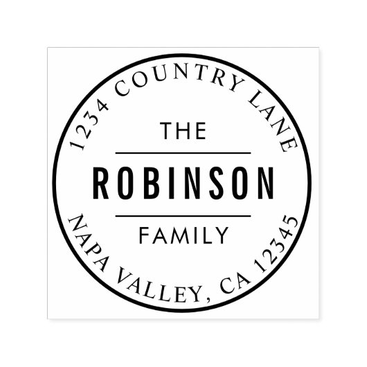 Classic Circle Logo Familienaam Retouradres Zelfinktende Stempel (Design)