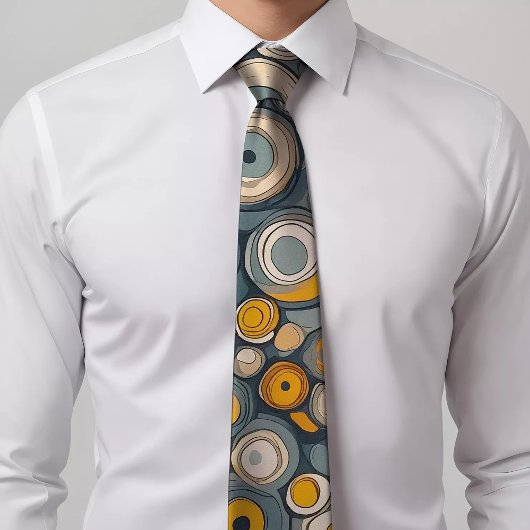 Classic Circle Pattern Blauw Stropdas