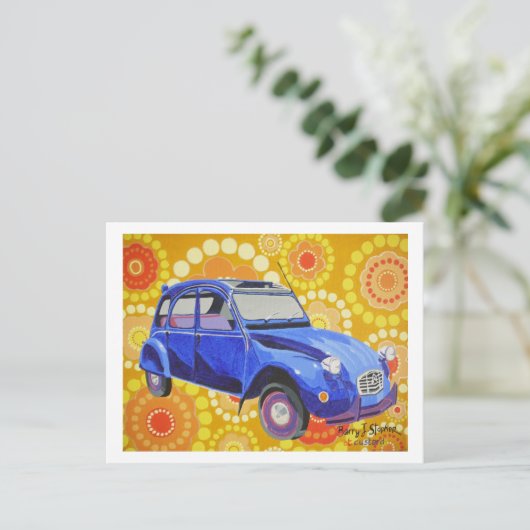 Classic citroen 2cv briefkaart (Staand voorkant)