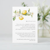 Classic Citrus Lemon Summer Wedding Enclosure Kaar Informatiekaartje (Staand voorkant)