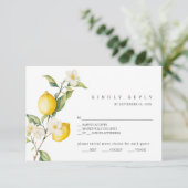 Classic Citrus Lemon Summer Wedding RSVP Kaart (Staand voorkant)