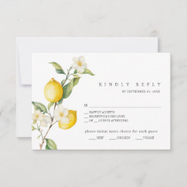 Classic Citrus Lemon Summer Wedding RSVP Kaart