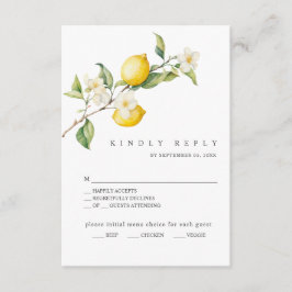 Classic Citrus Lemon Summer Wedding RSVP Kaart