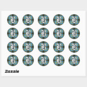 Classic Clan Bell Tartan Monogram Ronde Sticker (Vel)