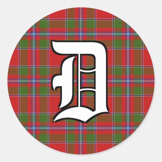 Classic Clan Drummond Tartan Monogram Ronde Sticker (Voorkant)