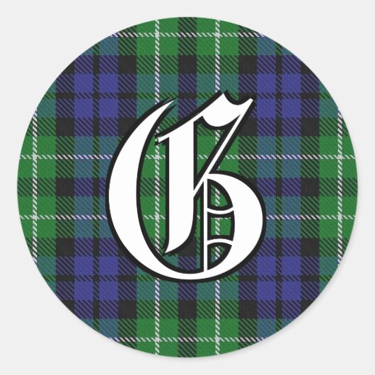 Classic Clan Graham Tartan Monogram Ronde Sticker (Voorkant)