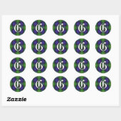Classic Clan Gunn Tartan Monogram Ronde Sticker (Vel)