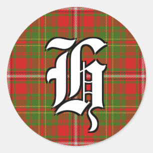 Classic Clan Hay Tartan Monogram Ronde Sticker