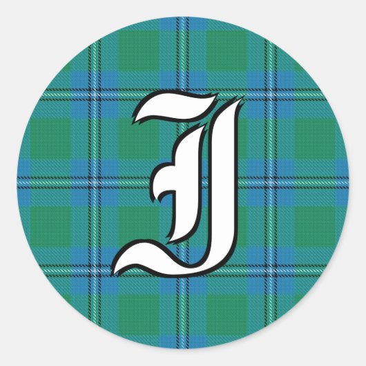 Classic Clan Irvine Tartan Monogram Ronde Sticker (Voorkant)