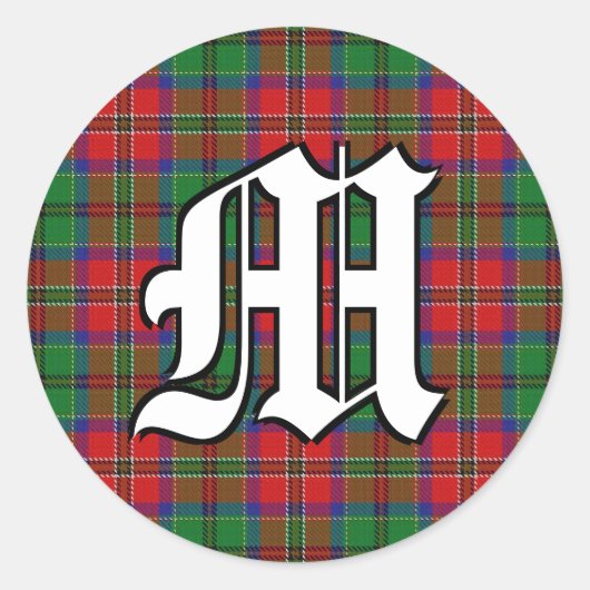 Classic Clan MacCulloch Tartanmonogram Ronde Sticker (Voorkant)