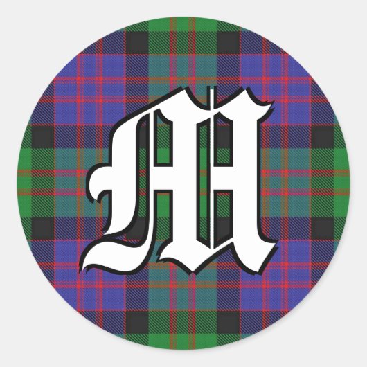 Classic Clan MacDonald Donald Tartan Monogram Ronde Sticker (Voorkant)