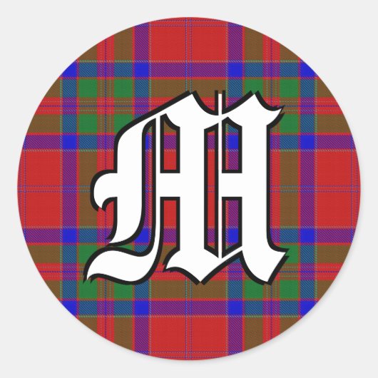 Classic Clan MacGillivray Tartan Monogram Ronde Sticker (Voorkant)