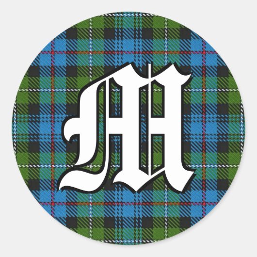Classic Clan MacKenzie Tartan Monogram Ronde Sticker (Voorkant)