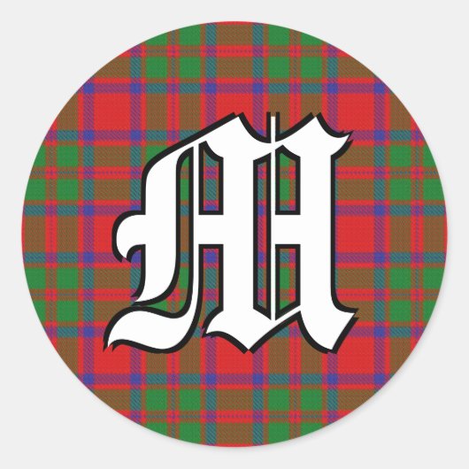 Classic Clan MacKintosh Tartan Monogram Ronde Sticker (Voorkant)
