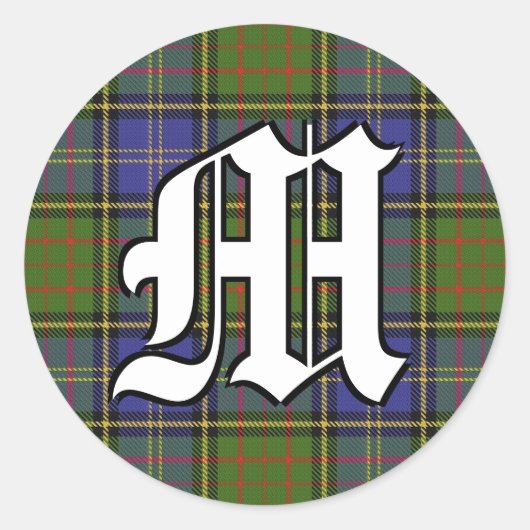 Classic Clan MacMillan Hunting Tartan Monogram Ronde Sticker (Voorkant)