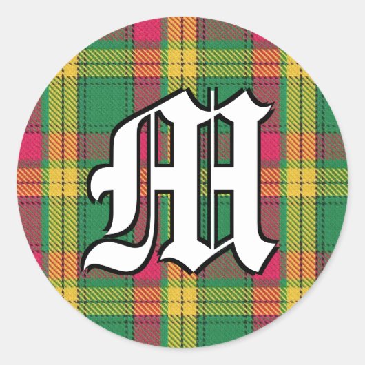 Classic Clan MacMillan Tartan Monogram Ronde Sticker (Voorkant)