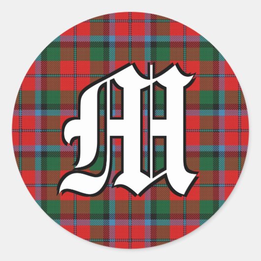 Classic Clan MacNaughton Tartan Monogram Ronde Sticker (Voorkant)