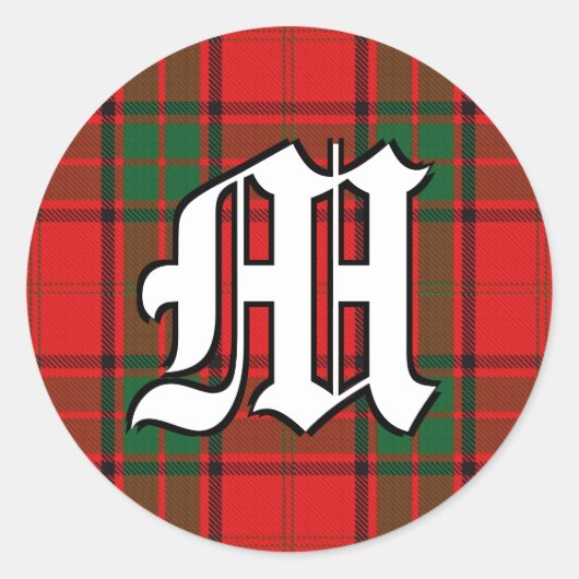Classic Clan Maxwell Tartan Monogram Ronde Sticker (Voorkant)