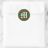 Classic Clan Menzies Red en Green Tartan Monogram Ronde Sticker (Tas)