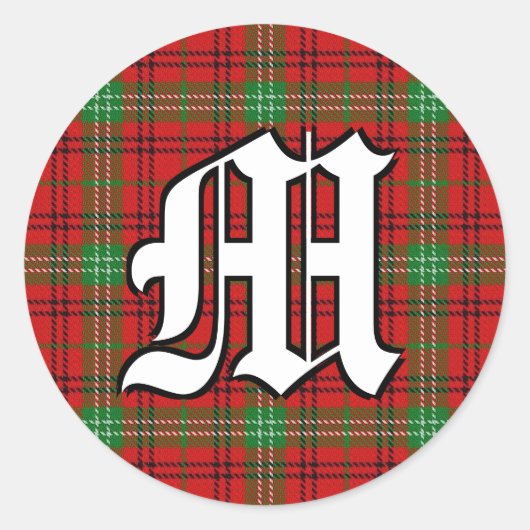 Classic Clan Morrison Tartan Monogram Ronde Sticker (Voorkant)