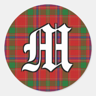 Classic Clan Munro Tartan Monogram Ronde Sticker