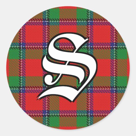 Classic Clan Sinclair Tartan Monogram Ronde Sticker (Voorkant)