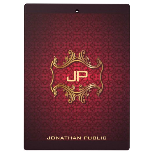 Classic Classic - Elegant Black Red Damask Klembord (Achterkant)