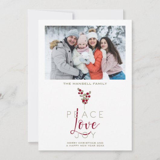 Classic Classy Christmas Holly Branches Feestdagen Feestdagenkaart (Voorkant)